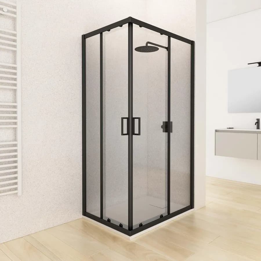 Box doccia angolare 70x100 cm scorrevole trasparente telaio nero - Nait