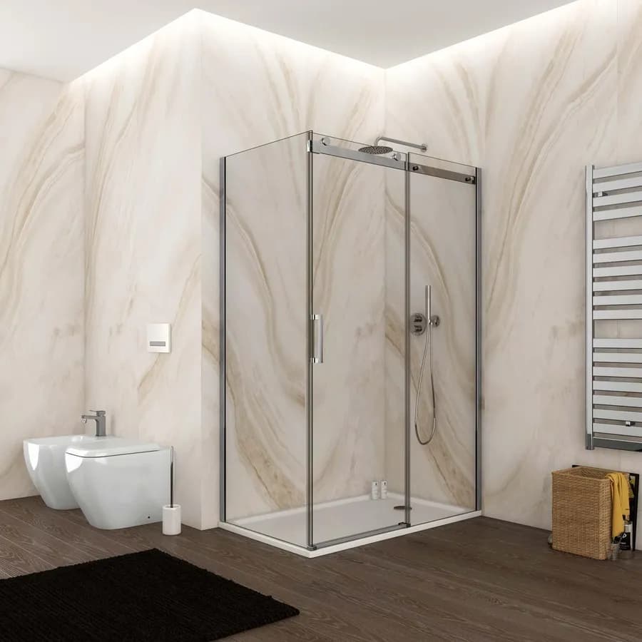 Box doccia 70x120 cm scorrevole vetro anticalcare trasparente profilo cromo 195h - Rail