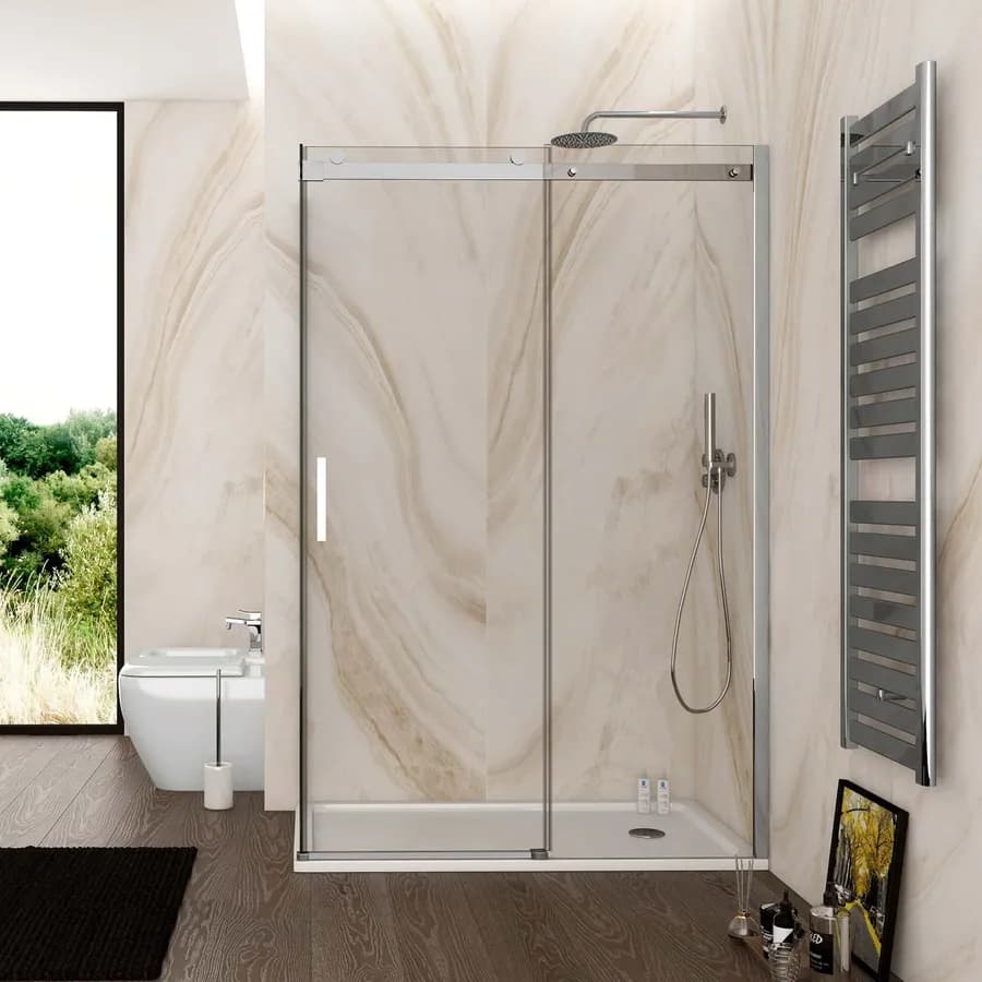 Box doccia 70x120 cm scorrevole vetro anticalcare trasparente profilo cromo 195h - Rail