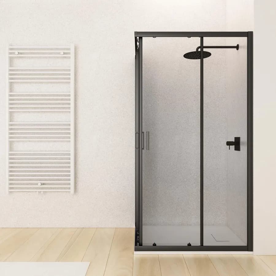 Box doccia angolare 70x120 cm scorrevole trasparente telaio nero - Nait