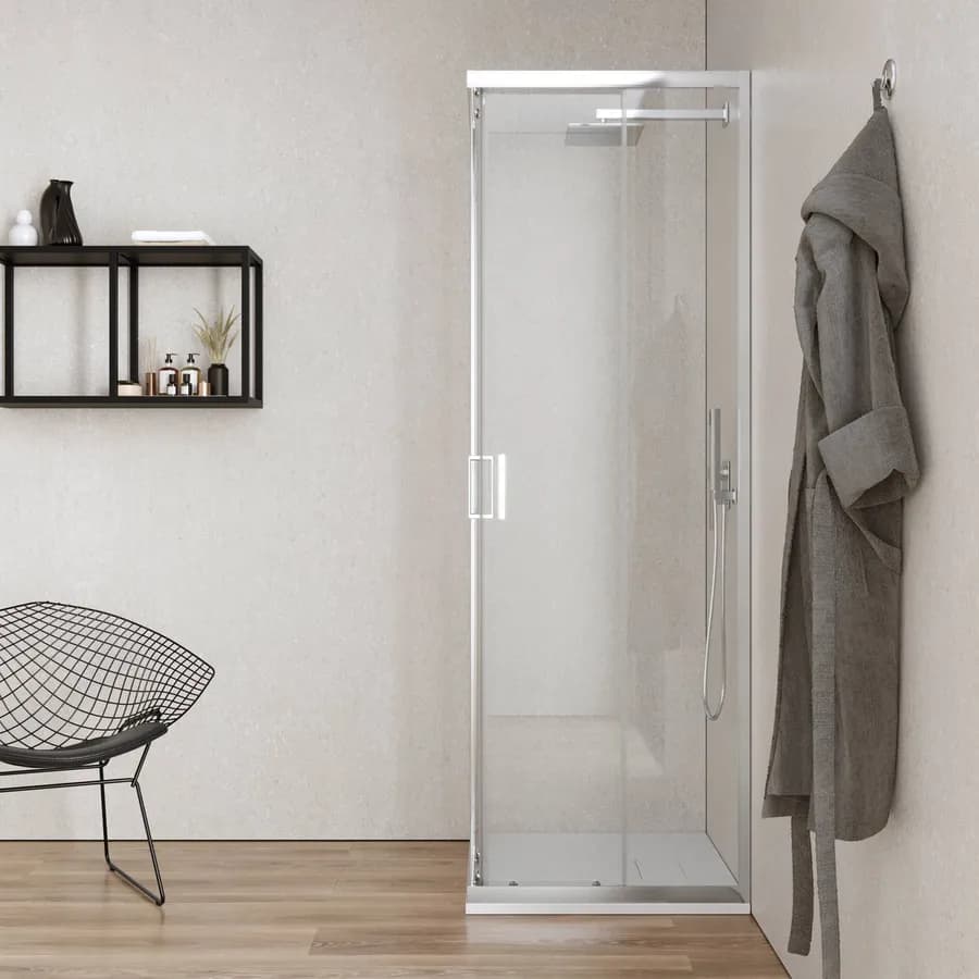Box doccia 70x70 cm angolare scorrevole con vetro trasparente e profilo cromo 200h - Skin