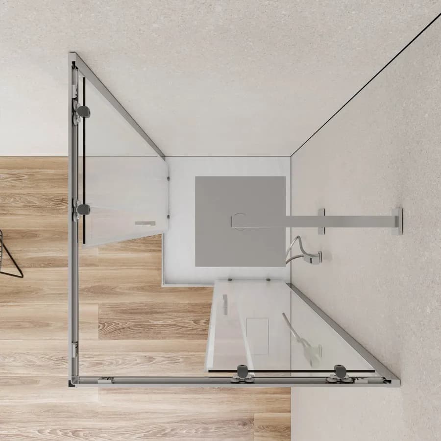 Box doccia 70x70 cm angolare scorrevole con vetro trasparente e profilo cromo 200h - Skin