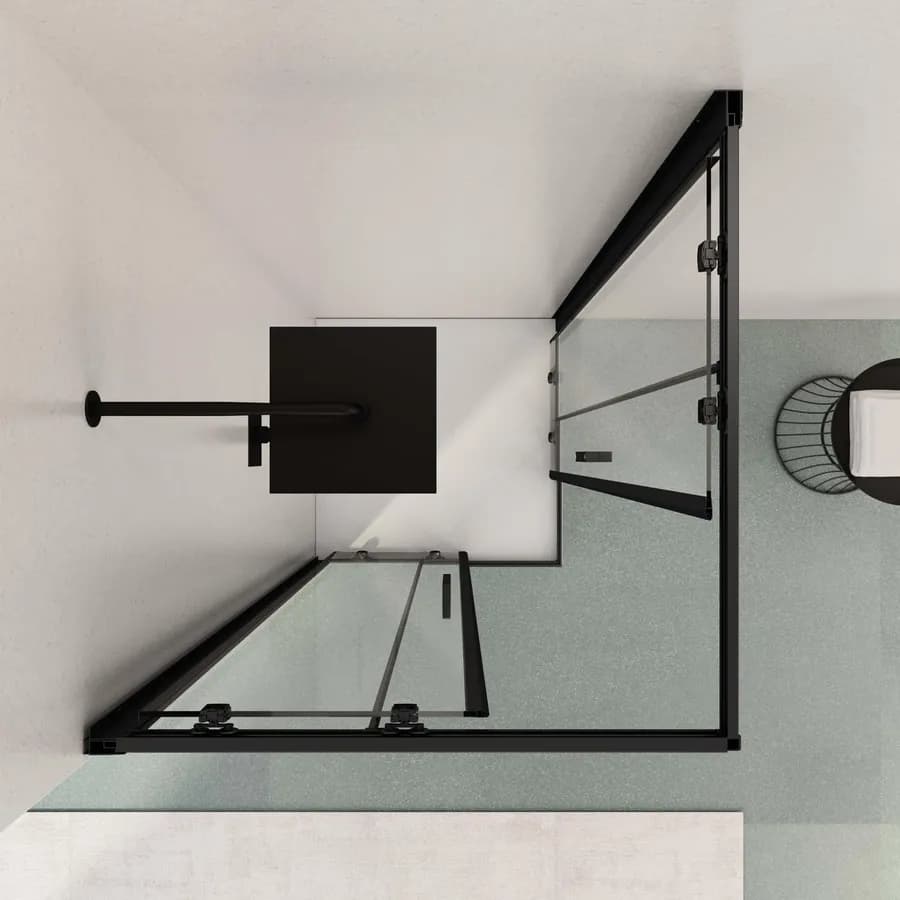 Box doccia angolare 70x70 cm scorrevole trasparente telaio nero - Nait