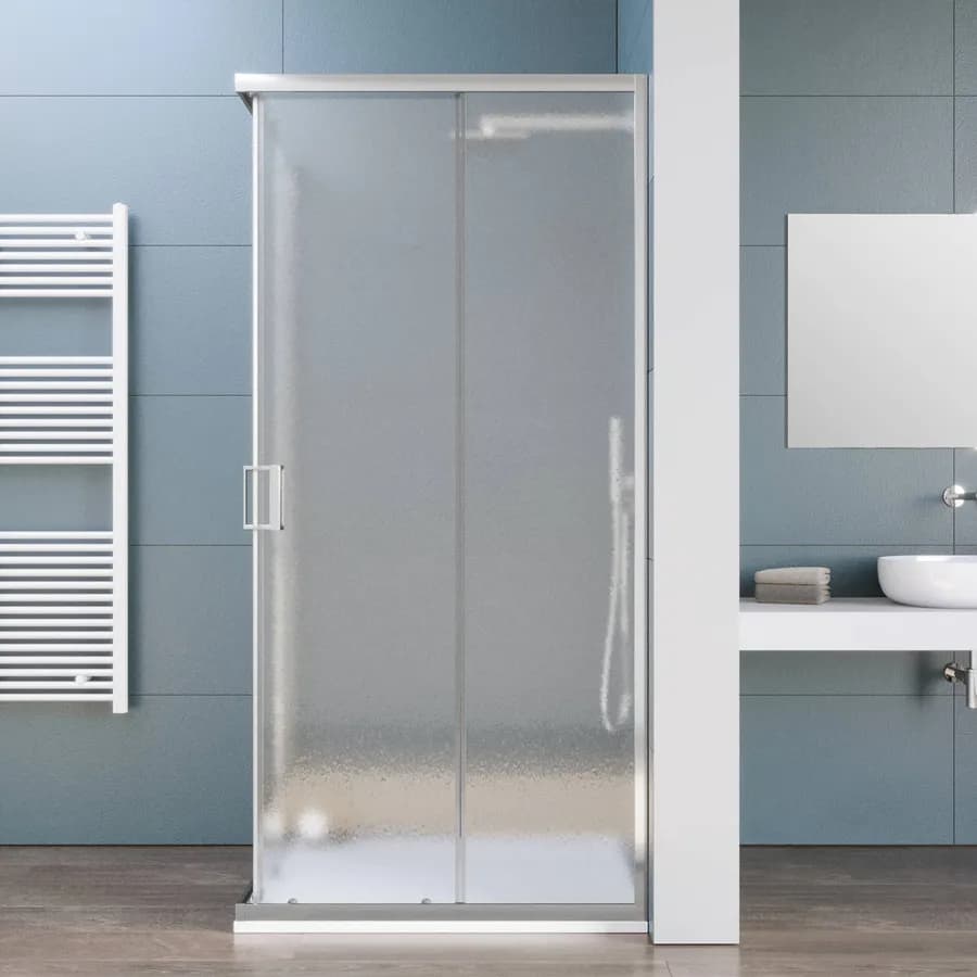Box doccia 80x100 cm angolare scorrevole con vetro stampato e profilo cromo 200h - Skin
