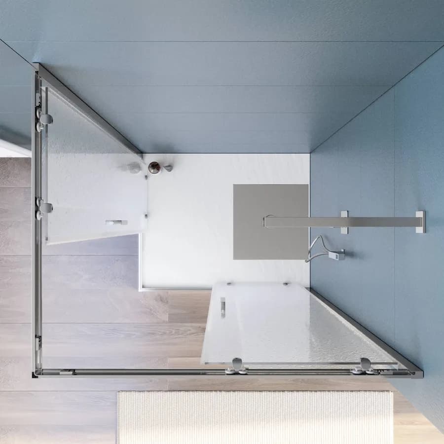 Box doccia 80x100 cm angolare scorrevole con vetro stampato e profilo cromo 200h - Skin