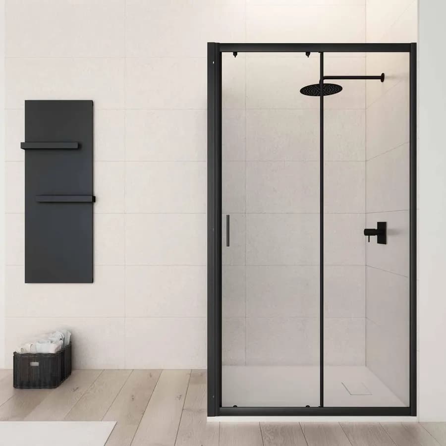 Box doccia angolare 80x105 cm scorrevole trasparente telaio nero - Nait