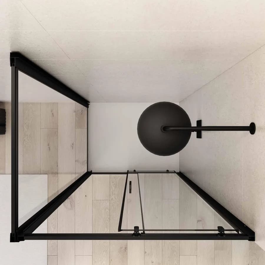 Box doccia angolare 80x105 cm scorrevole trasparente telaio nero - Nait