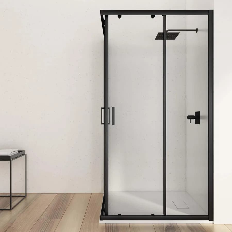 Box doccia angolare 80x120 cm scorrevole trasparente telaio nero - Nait