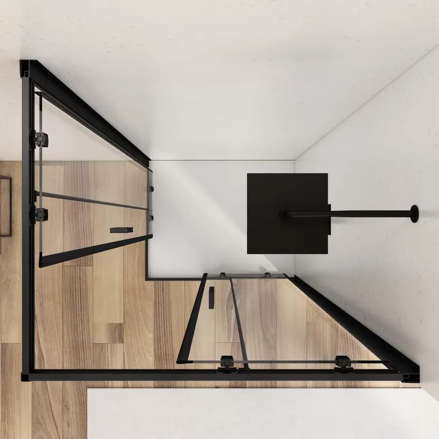 Box doccia angolare 80x120 cm scorrevole trasparente telaio nero - Nait