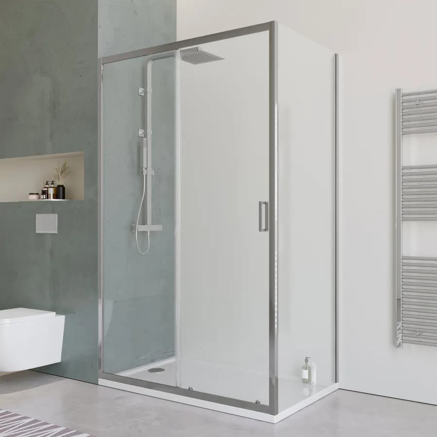 Box doccia 80x135 cm scorrevole con vetro trasparente e profilo cromo 200h - Skin