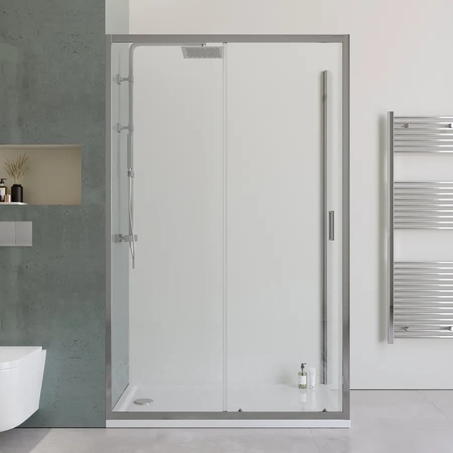 Box doccia 80x135 cm scorrevole con vetro trasparente e profilo cromo 200h - Skin
