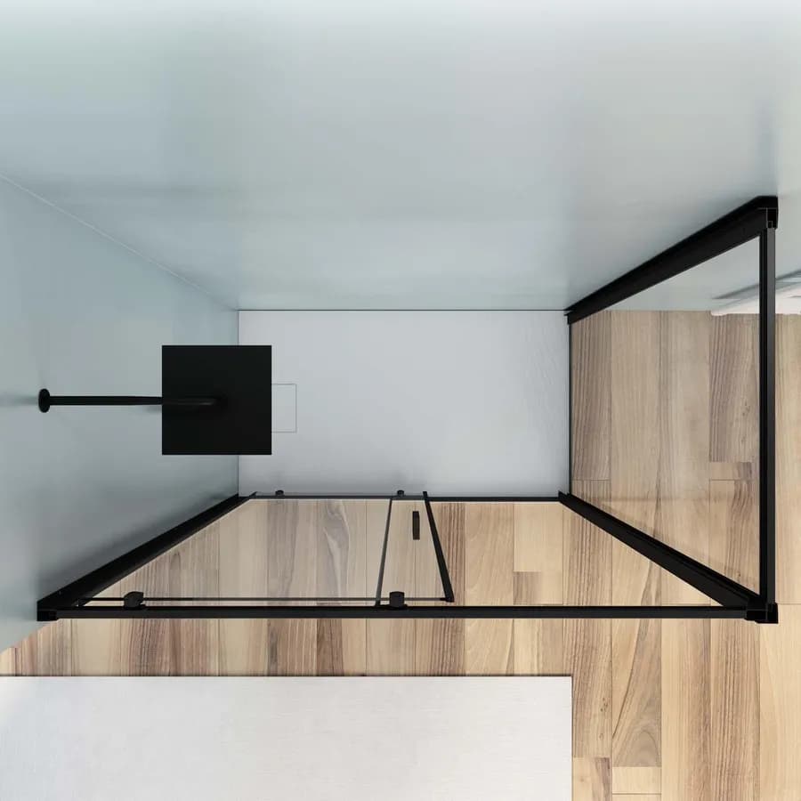 Box doccia angolare 80x140 cm scorrevole trasparente telaio nero - Nait