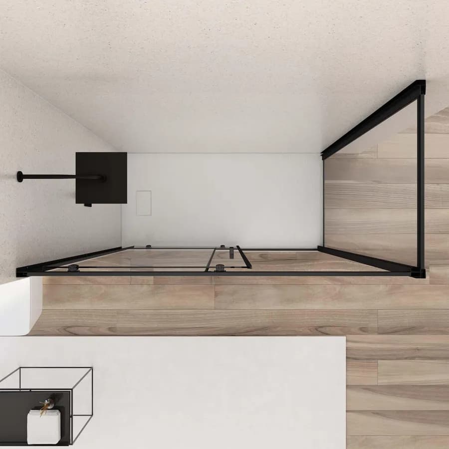 Box doccia angolare 80x150 cm scorrevole trasparente telaio nero - Nait