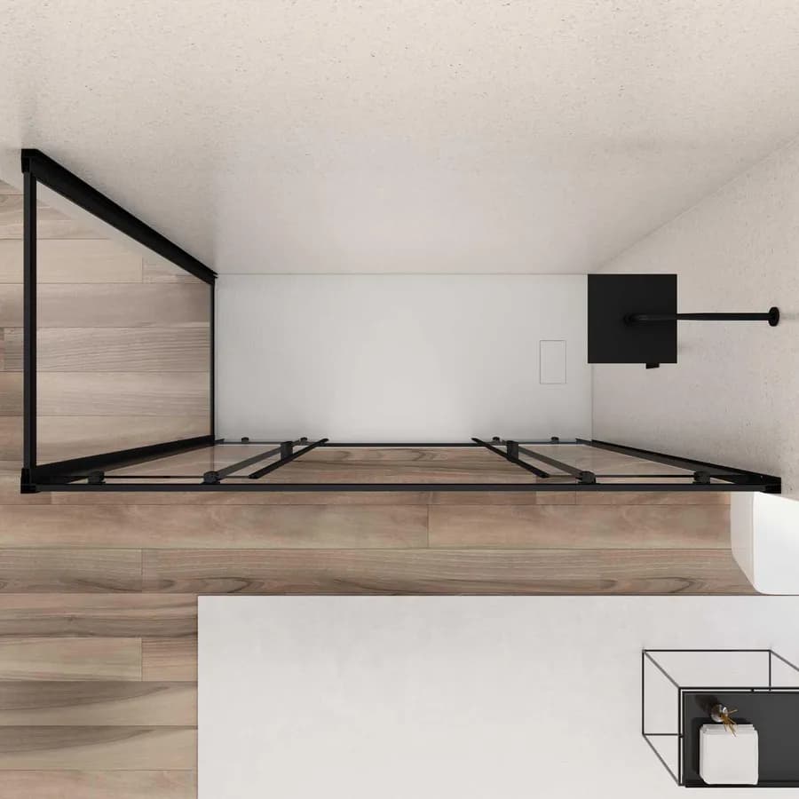 Box doccia angolare 80x160 cm scorrevole trasparente telaio nero - Nait