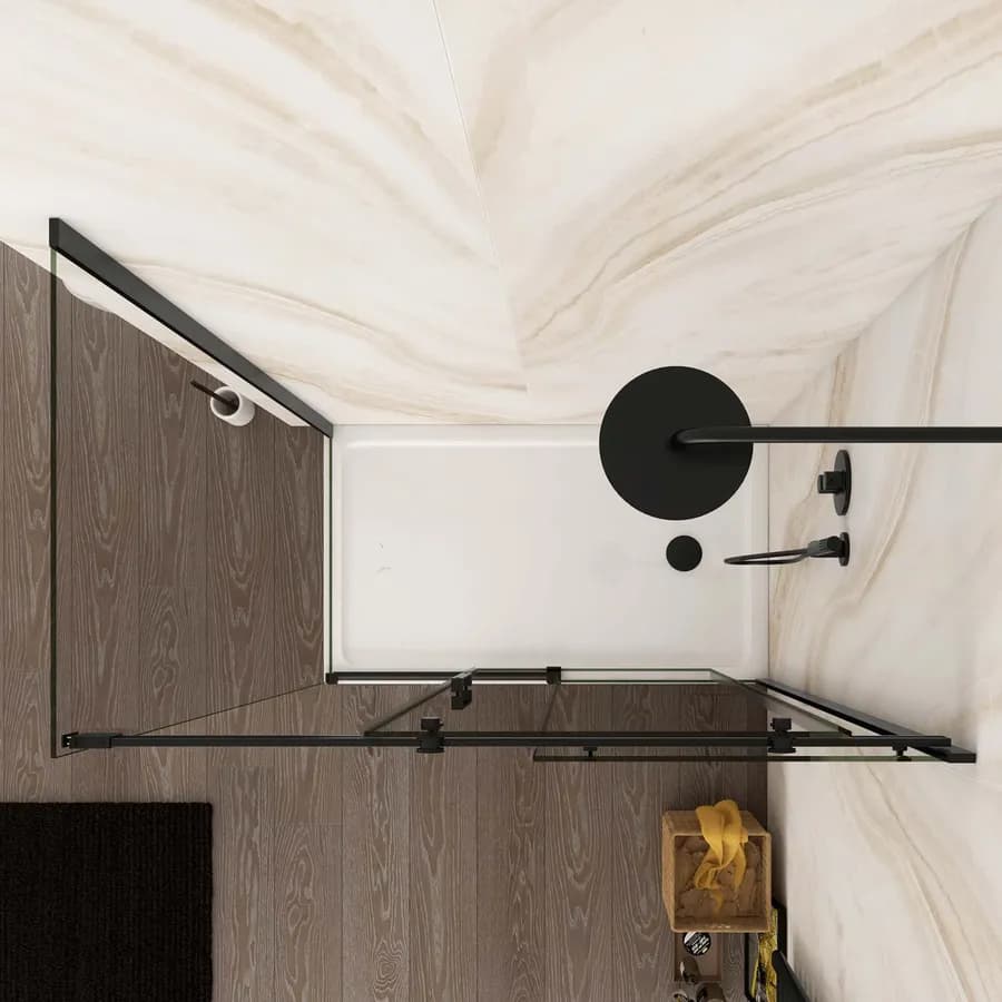 Box doccia 90x130 cm scorrevole vetro anticalcare trasparente profilo nero opaco 195h - Rail