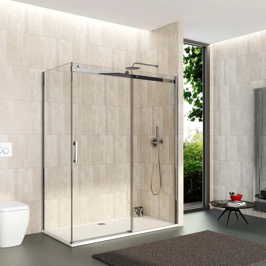 Box doccia 90x150 cm scorrevole vetro anticalcare trasparente profilo cromo 195h - Rail