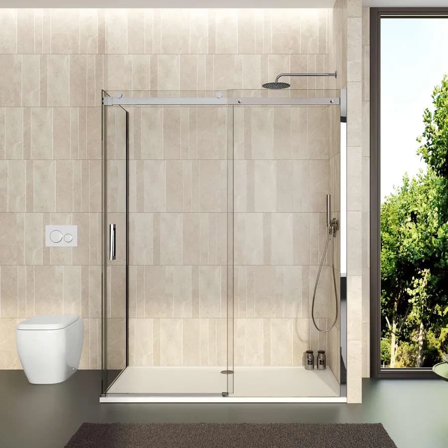 Box doccia 90x150 cm scorrevole vetro anticalcare trasparente profilo cromo 195h - Rail