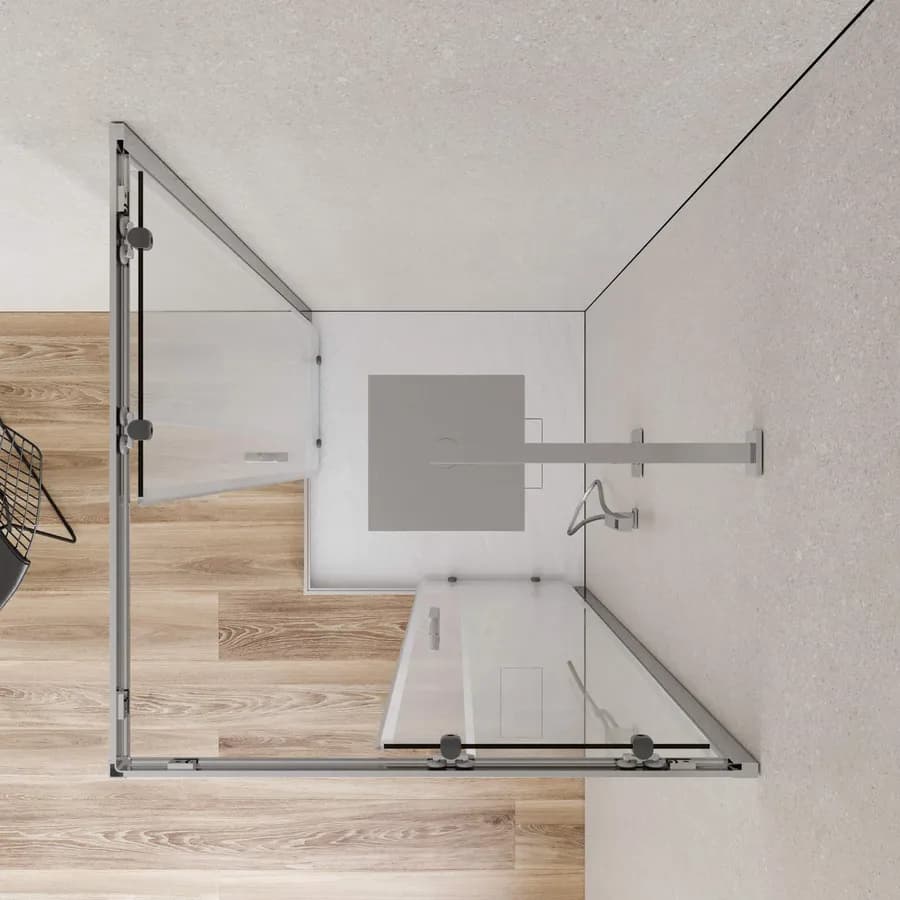Box doccia 90x90 cm angolare scorrevole con vetro trasparente e profilo cromo 200h - Skin