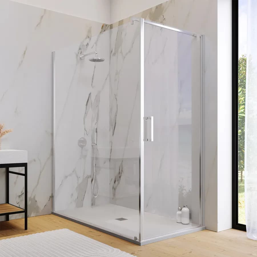 Box doccia 170X90 cm battente con vetro anticalcare trasparente e profilo cromo 200h - Artego
