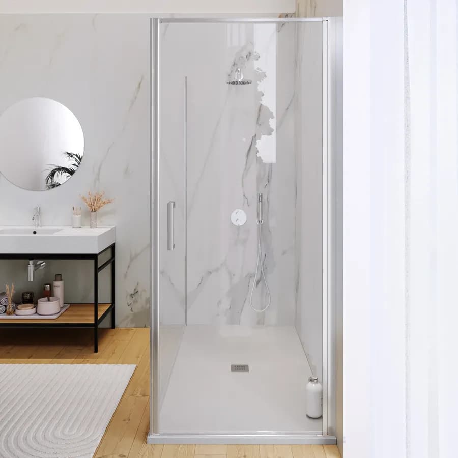 Box doccia 170X90 cm battente con vetro anticalcare trasparente e profilo cromo 200h - Artego
