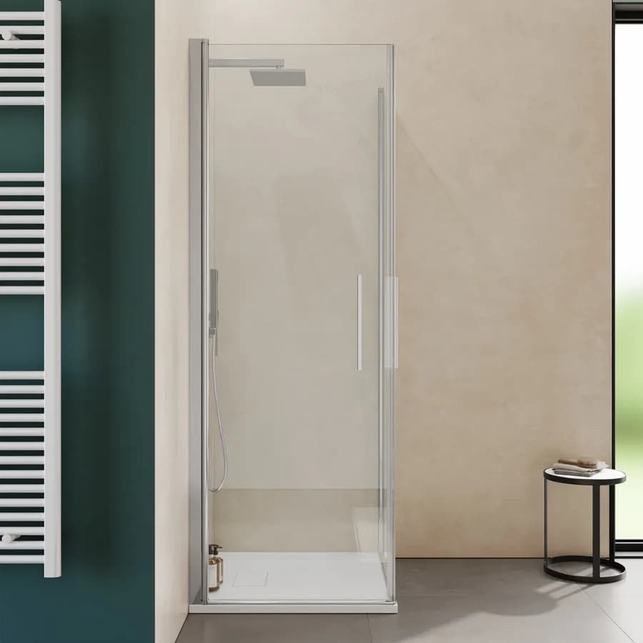 Box doccia 70x70 cm doppio battente con vetro temperato trasparente e profilo cromo 195h - Nilo