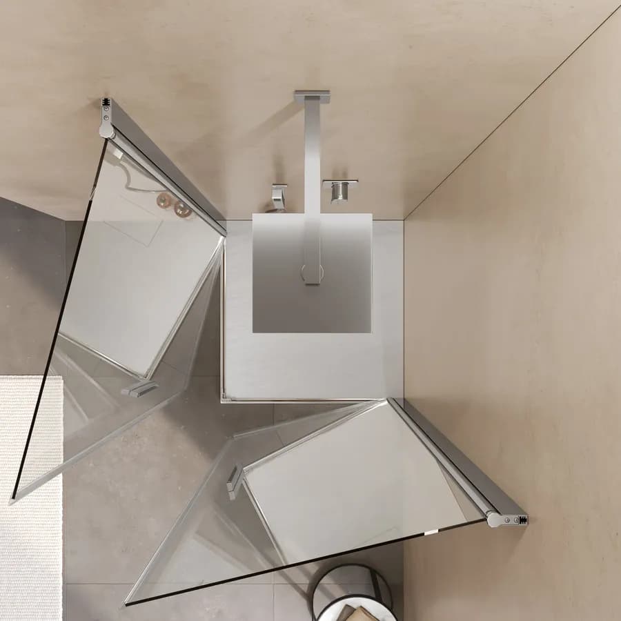 Box doccia 70x70 cm doppio battente con vetro temperato trasparente e profilo cromo 195h - Nilo