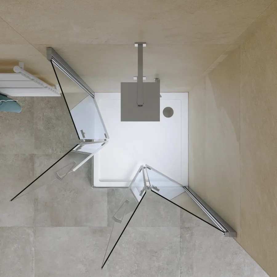 Box doccia 100x100 cm doppio soffietto vetro anticalcare trasparente profilo cromo 195h - Flexy