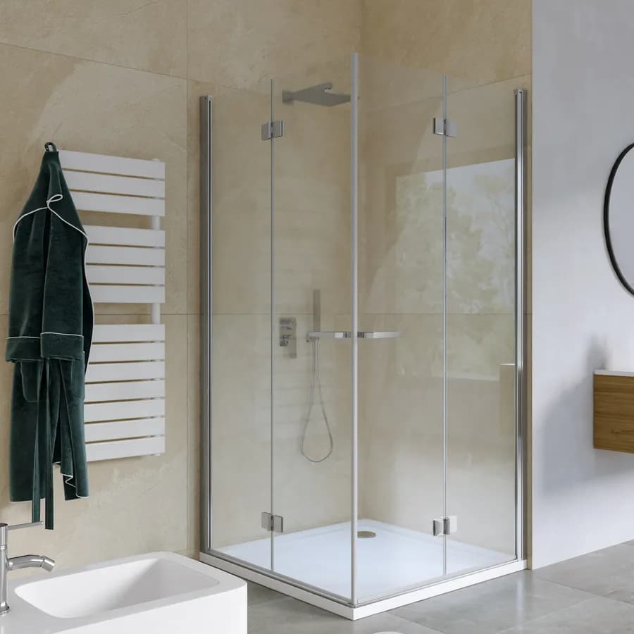 Box doccia 105x105 cm doppio soffietto vetro anticalcare trasparente profilo cromo 195h - Flexy