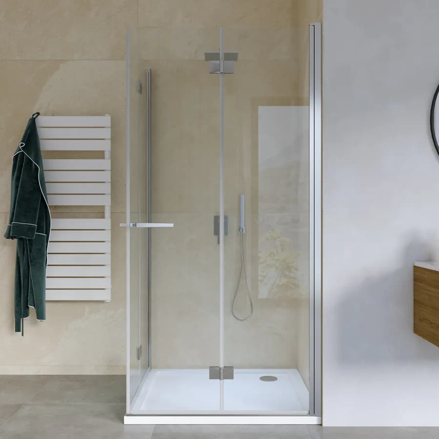 Box doccia 105x105 cm doppio soffietto vetro anticalcare trasparente profilo cromo 195h - Flexy