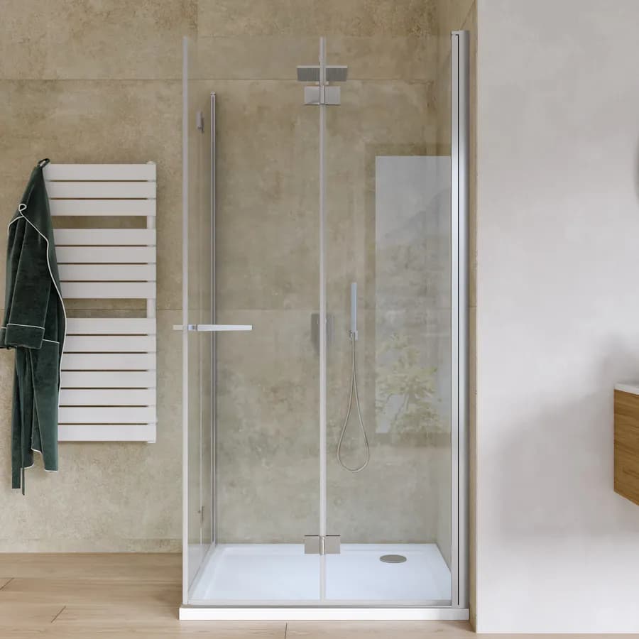 Box doccia 95x105 cm doppio soffietto in vetro temperato 6mm trasparente anticalcare 195h - Flexy