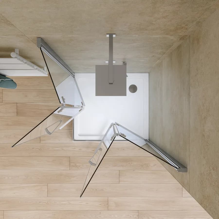 Box doccia 95x105 cm doppio soffietto in vetro temperato 6mm trasparente anticalcare 195h - Flexy