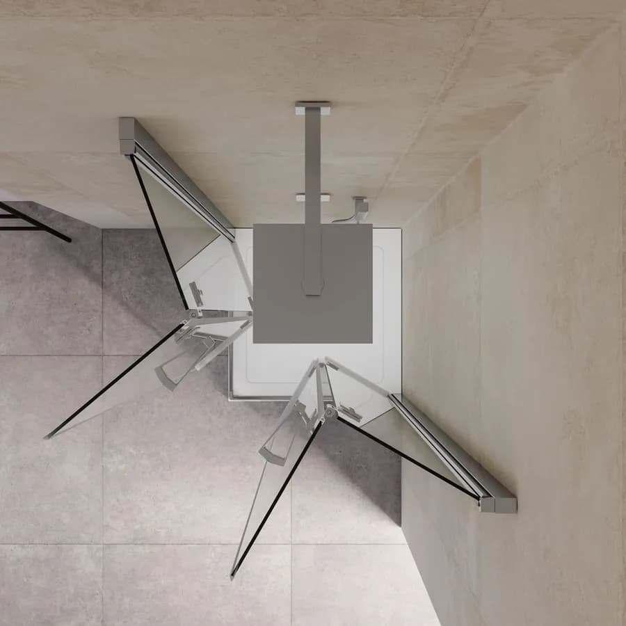 Box doccia 70x70 cm doppio soffietto vetro anticalcare trasparente profilo cromo 195h - Flexy