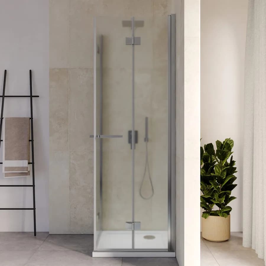 Box doccia 70x70 cm doppio soffietto vetro anticalcare opaco profilo cromo 195h - Flexy