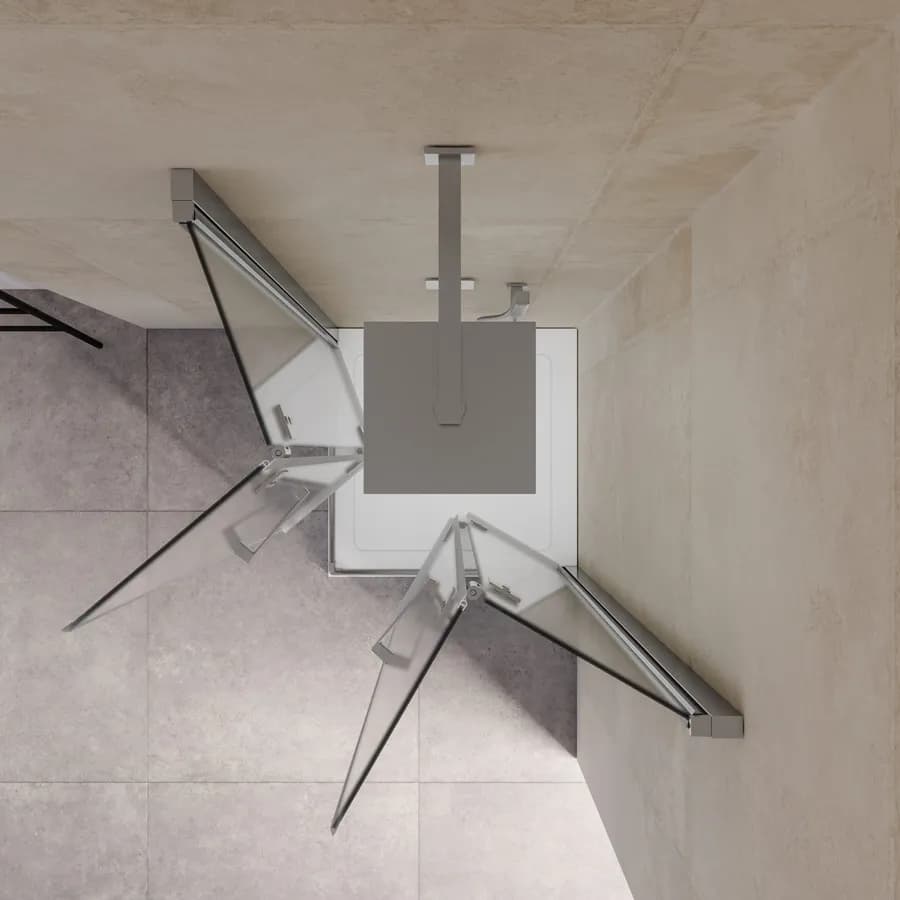 Box doccia 70x70 cm doppio soffietto vetro anticalcare opaco profilo cromo 195h - Flexy