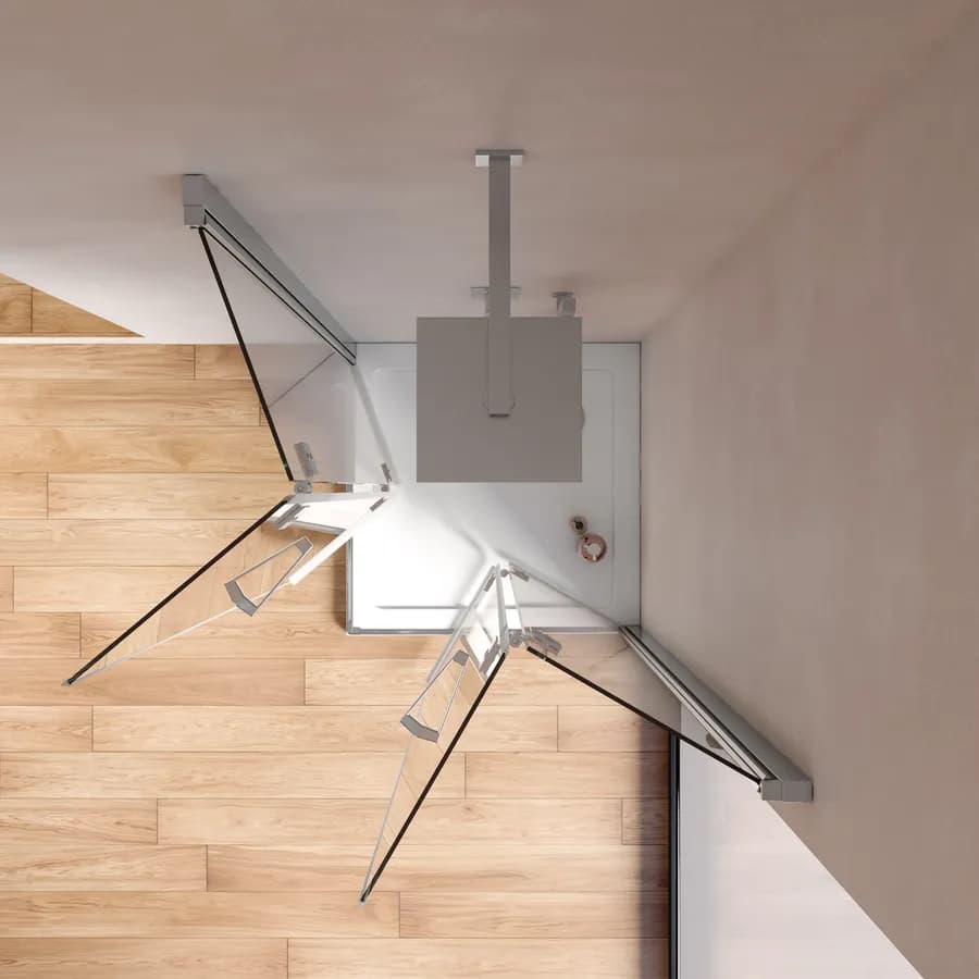 Box doccia 80x80 cm doppio soffietto vetro anticalcare trasparente profilo cromo 195h - Flexy