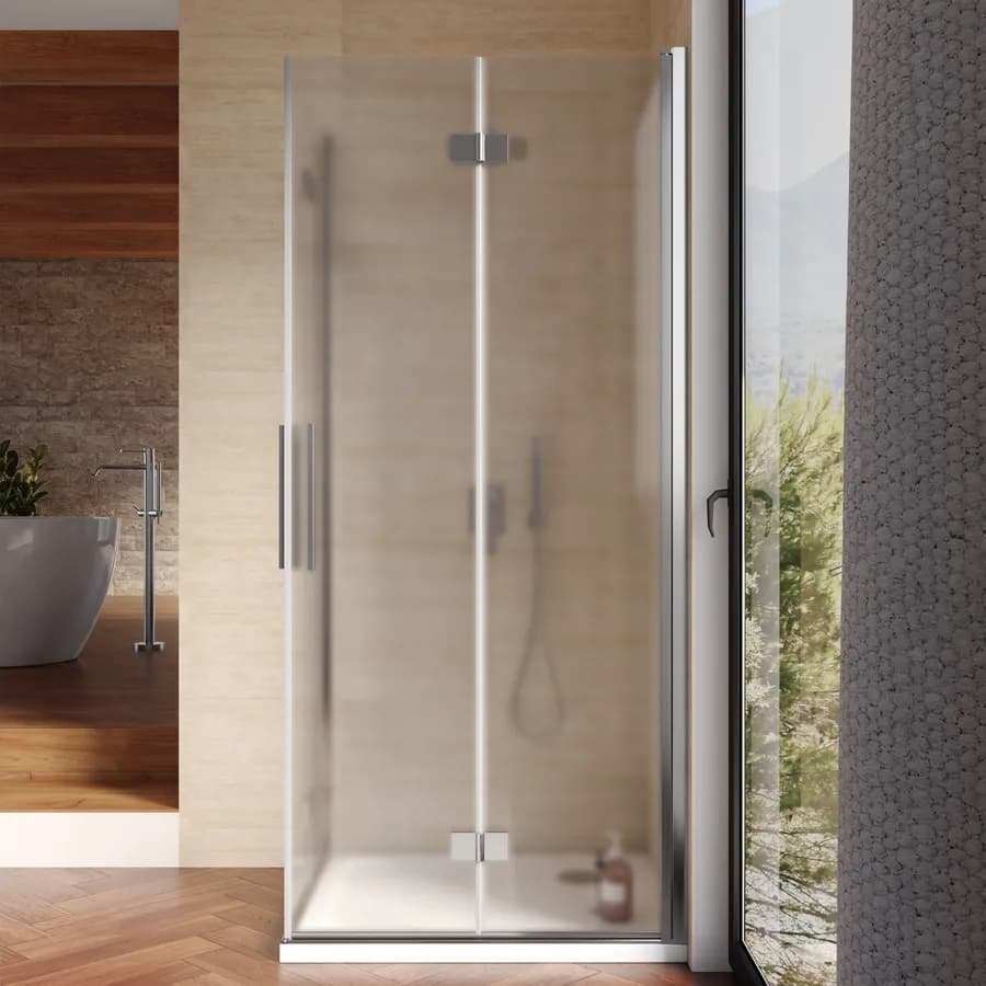 Box doccia 85x95 cm doppio soffietto in vetro anticalcare opaco profilo cromo 195h - Flexy