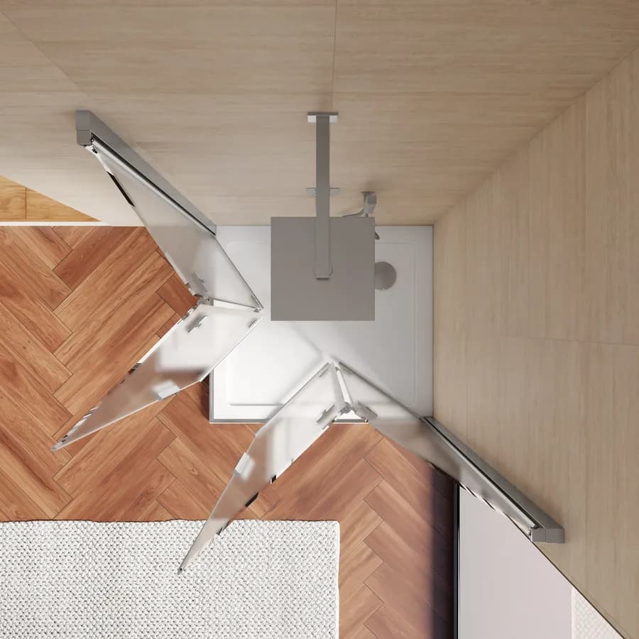 Box doccia 85x95 cm doppio soffietto in vetro anticalcare opaco profilo cromo 195h - Flexy