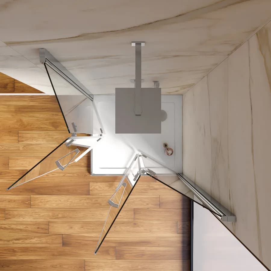 Box doccia 85x95 cm doppio soffietto in vetro anticalcare trasparente profilo cromo 195h - Flexy