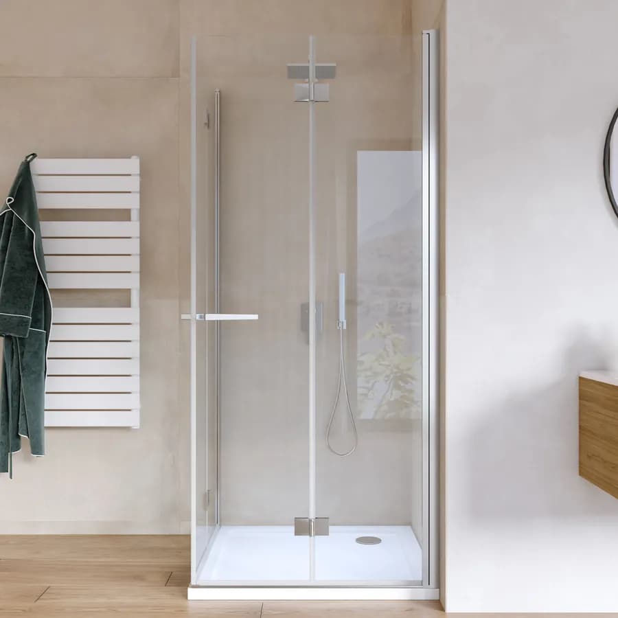 Box doccia 90x90 cm doppio soffietto in vetro anticalcare trasparente profilo cromo 195h - Flexy