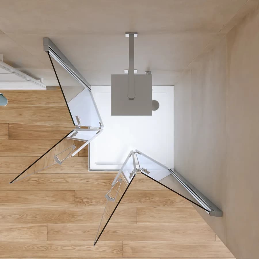 Box doccia 90x90 cm doppio soffietto in vetro anticalcare trasparente profilo cromo 195h - Flexy
