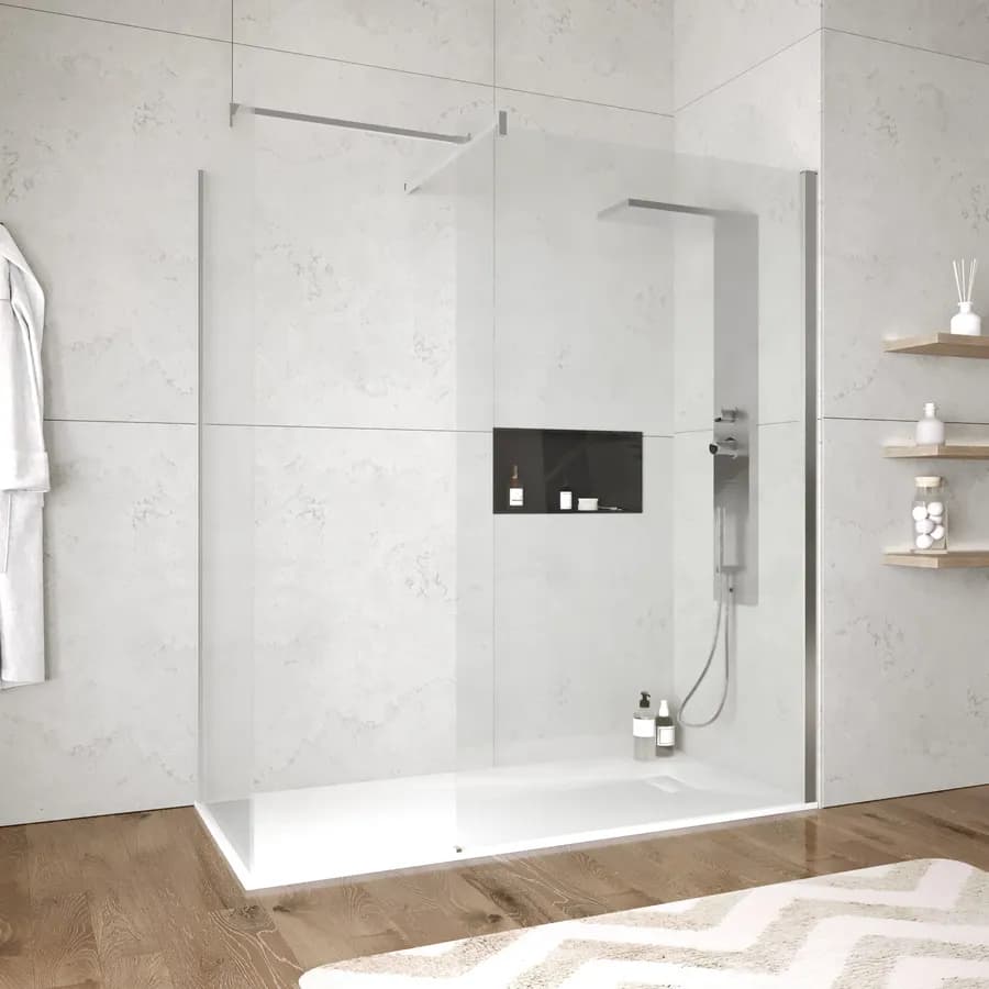Box doccia 70x120 cm due lati in vetro anticalcare trasparente e profilo cromo 200h - Keep