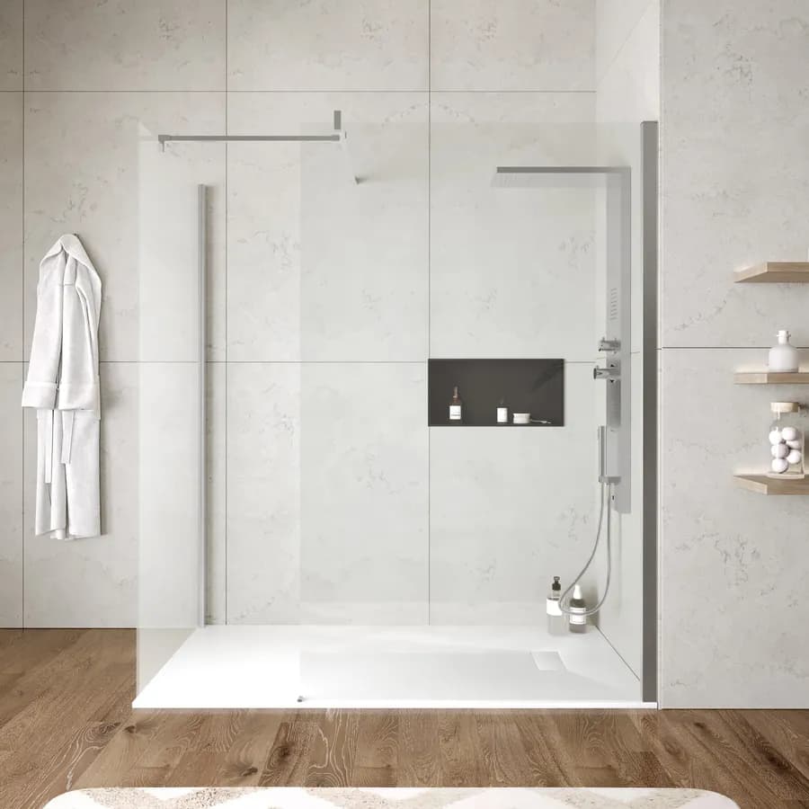 Box doccia 70x120 cm due lati in vetro anticalcare trasparente e profilo cromo 200h - Keep