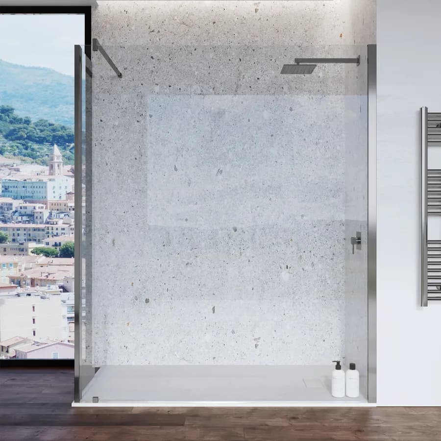 Box doccia Keep angolare 170 cm con anta gireovle da 45 cm in vetro temperato anticalcare