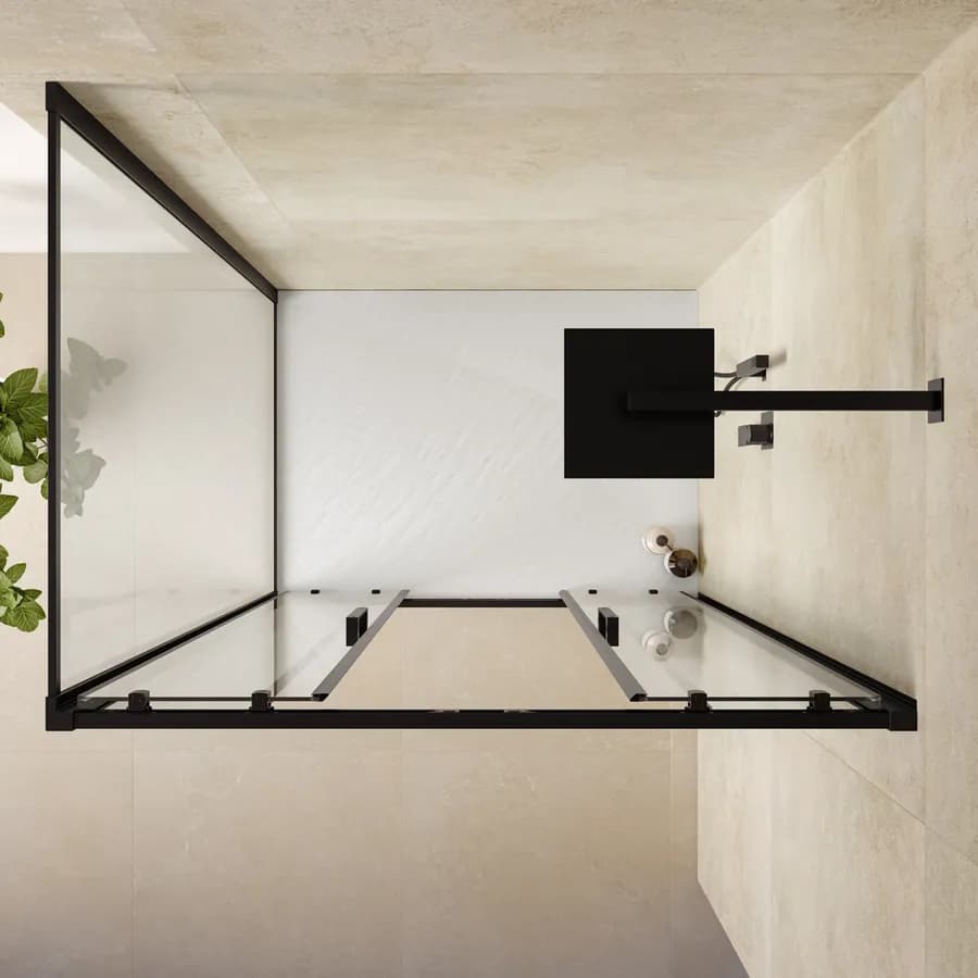 Box doccia nero 90x120cm angolare scorrevole a 4 ante in vetro temperato anticalcare 200h - Naomi