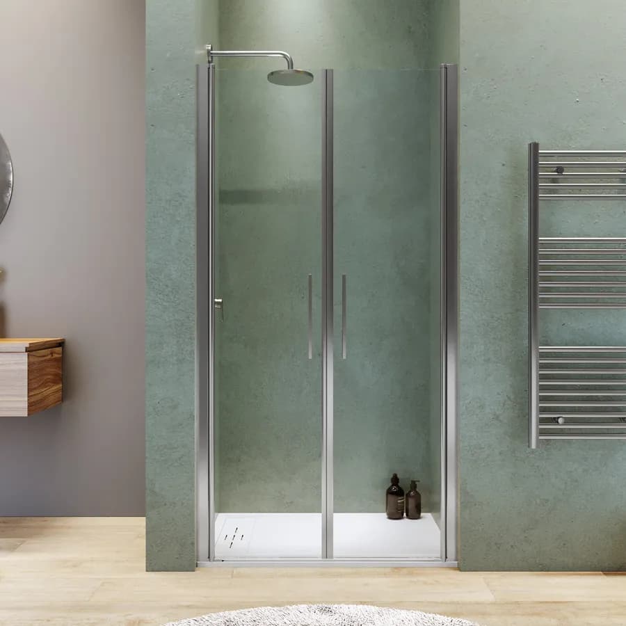 Box doccia nicchia 100 cm saloon con vetro anticalcare trasparente e profilo cromo 195h - Lost