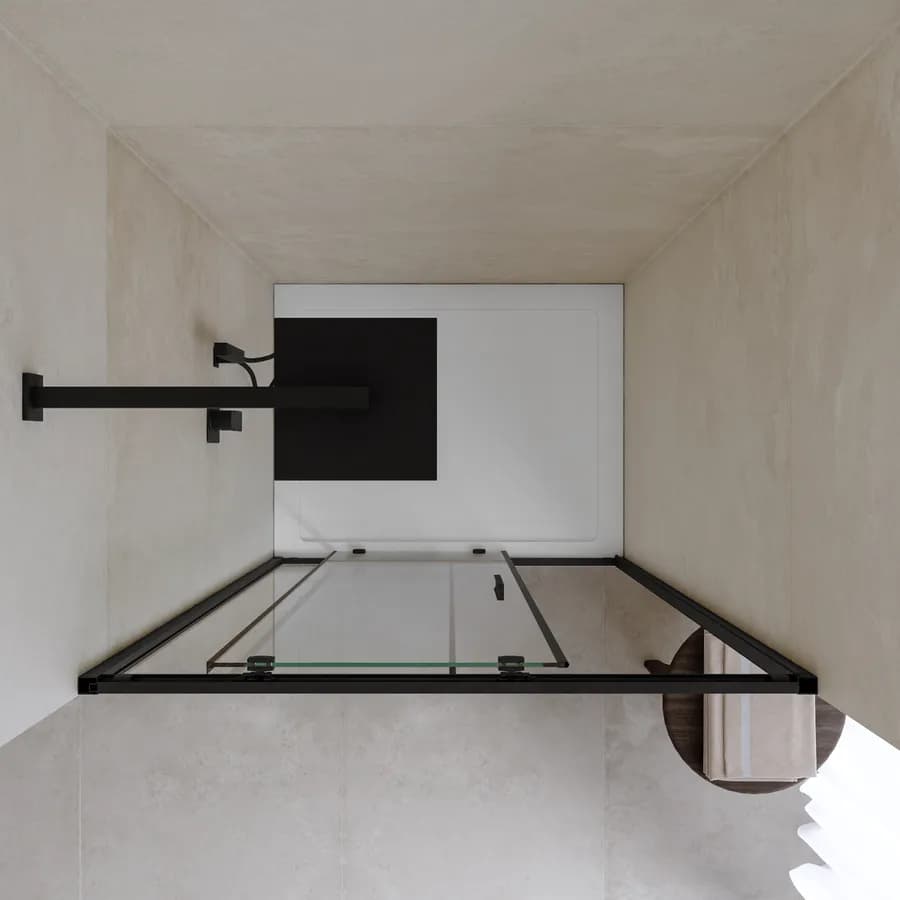 Box doccia nicchia 100 cm scorrevole con vetro slim trasparente e profilo nero opaco 195h - Glide