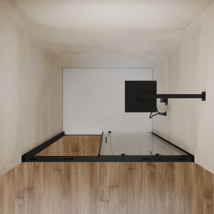 Box doccia nicchia 100 cm scorrevole con vetro trasparente e profilo nero opaco 195h - Silent