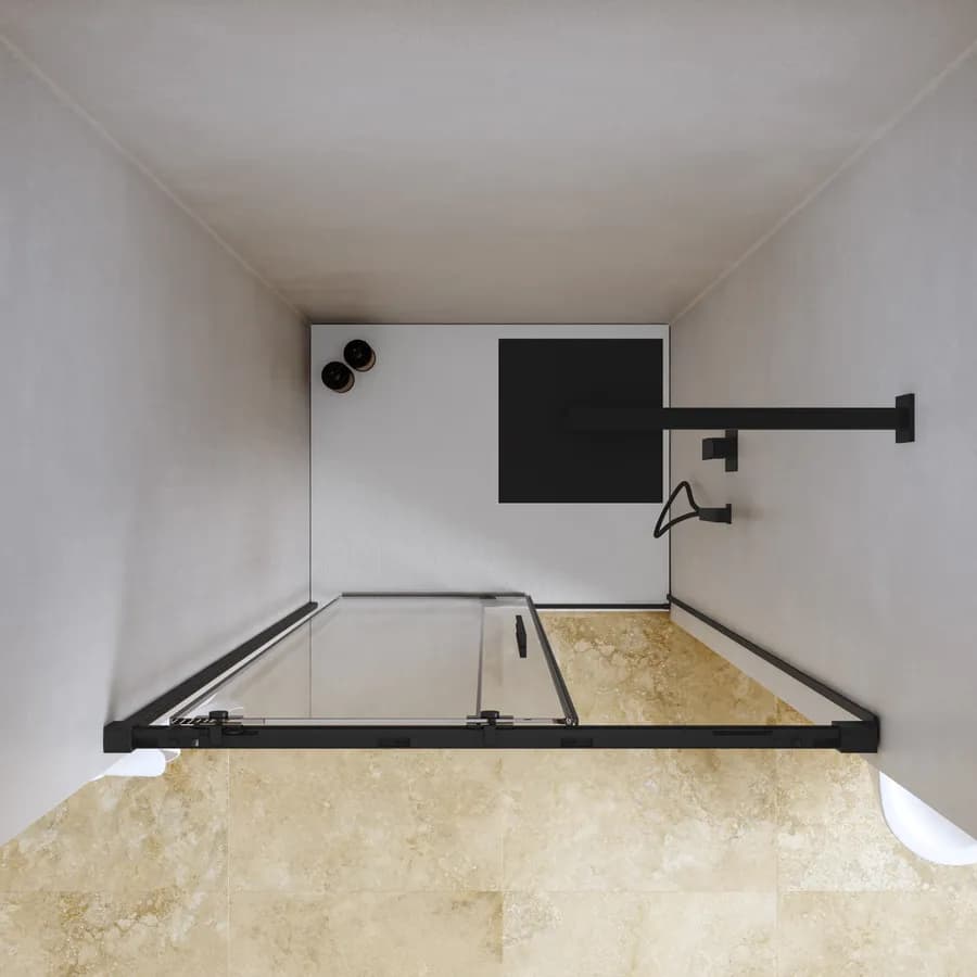Box doccia nicchia 100 cm scorrevole con vetro anticalcare trasparente profilo nero opaco 200 h - Alissa