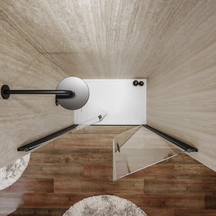 Box doccia nicchia 110 cm saloon con vetro anticalcare trasparente e profilo nero 195h - Lost