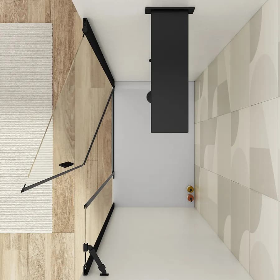 Box doccia nicchia 115 cm battente 90 e lato fisso in vetro temperato trasparente e profilo nero - Nilo